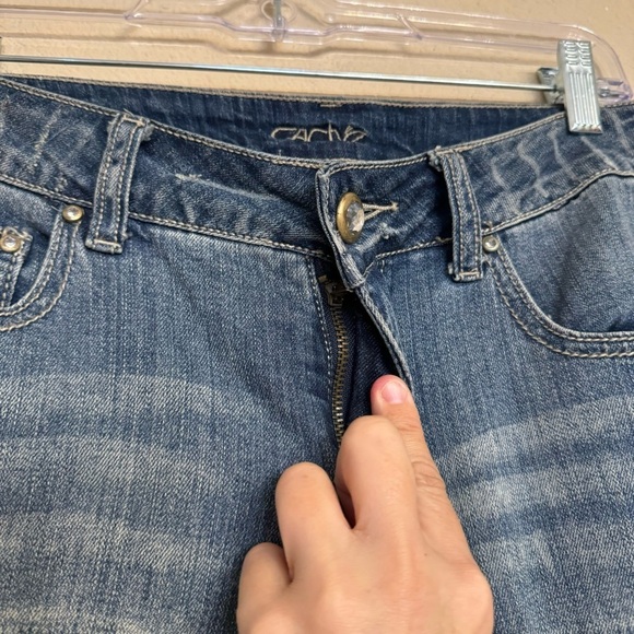 Cache Vintage Embellished Blue Jeans Denim Straight Legs Sz 6 Rhinestones Bling - Picture 7 of 16